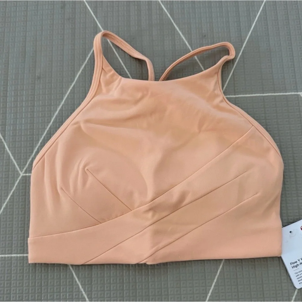 NEW Lululemon Y Wrap Front High Neck Bra Size 6 Peach Bellini *also have in red